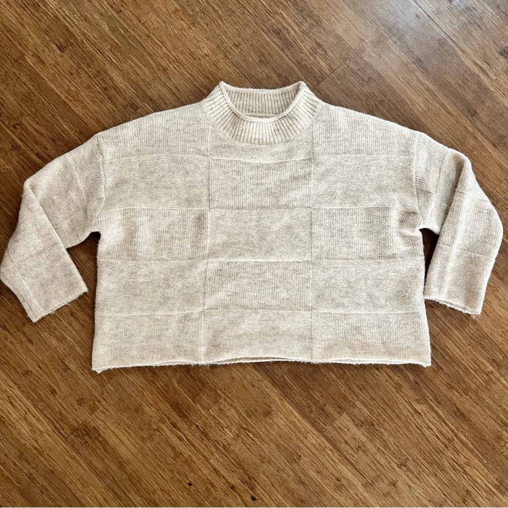 EE:Some Cream Textured Patchwork Knit Sweater – Size Small